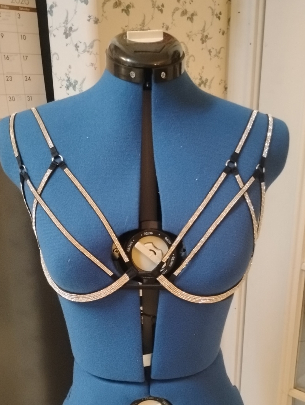 Victoria's Secret Silver Crystal Strappy Decorative Bra